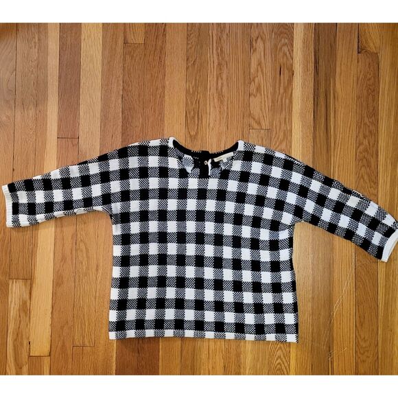 Maje Black & White Buffalo Check/Gingham/Plaid Cropped Sweater, Sz 2/US M - Picture 6 of 11